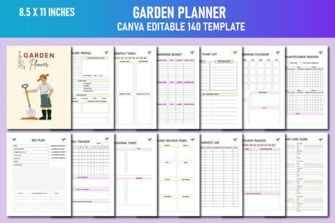 Editable Garden Planner Canva Template | Vegetable Flower Garden ...