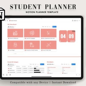 Notion Student Planner Template | Academic Dashboard, Study Tracker (Digital Download)