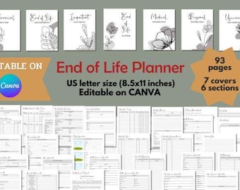End of Life Planner | Final Wishes Organizer, Funeral Planning Guide (Digital Download)