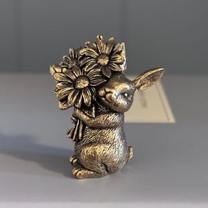 Intricate Brass Rabbit with Flowers – Small Gift Box Included