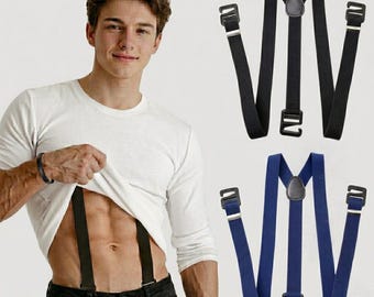 Suspenders For Men Heavy Duty, X Shape Back Hidden Suspender 2.5CM Width Under Clothing