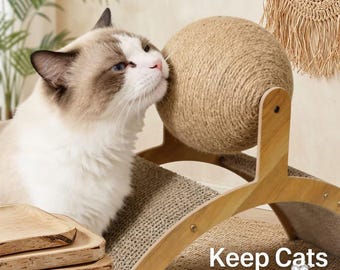 2 In 1 Wooden Cat Scratching Ball Sisal Scratch Board Indoor Cat Grinding Paw Furniture Pet Gift