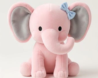 Soft Elephant Plush Toy Pink  Grey Stuffed Animal for Kids Cute Nursery Decor Birthday Gift for Girls  Boys Comfort Sleeping Doll