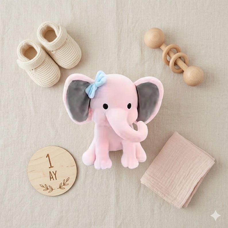 Weicher Elefant-Plüschtier-rosa graues gefülltes Tier für Kinder-süßes Kinderzimmer-Dekor-Geburtstags-Geschenk für Mädchen-Jungen Komfort-Schlafpuppe Bild 10