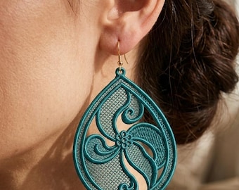 Freedom Beach Lace Earrings Machine Embroidery Design – Freestanding Seashell Jewelry Pattern (2.5 Inch)
