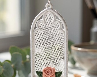 Free Standing Lace Earring Embroidery Design: Floral Rose Jewelry Pattern (Digital Download)