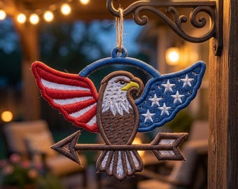 Bald Eagle Lace Earrings: Patriotic Machine Embroidery Design (Digital File)