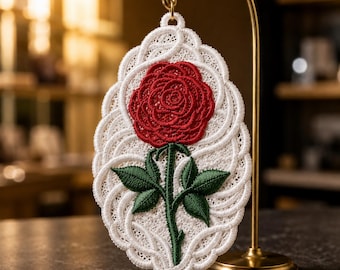 Free Standing Lace Rose Embroidery Design: FSL Jewelry File (Digital Download)