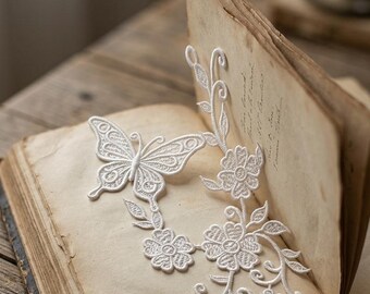 Lace Butterfly Machine Embroidery Design: Coastal Floral Jewelry (Digital File)