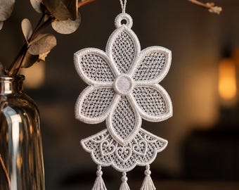 FSL Heart Lace Earrings Machine Embroidery File – Freestanding Jewelry Design (Digital Download)