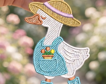 Duck with Hat and Rain Boots Machine Embroidery Design Hanging Ornament Digital File