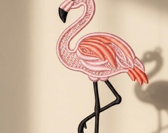 Flamingo Kanten Oorbellen Borduurpatroon – Strand Sieraden Patroon (Digitaal Bestand)
