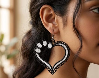 Archivo de bordado a máquina de pendientes de encaje con forma de corazón FSL – Diseño de joyería independiente (descarga digital)