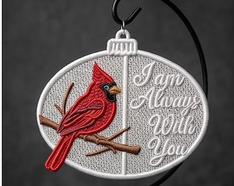 Red Cardinal Memorial Embroidery Design: "I'm Always With You" (Instant Download)