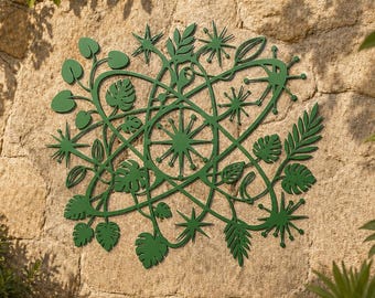 MCM Botanical Metal Wall Art, Mid Century Starburst, Abstract Leaf Decor