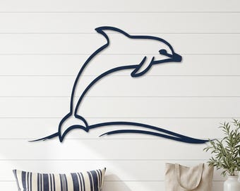 Dolphin Metal Wall Art, Coastal Beach House Decor, Ocean Sea Animal Silhouette