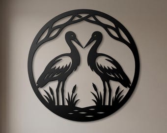 Metallväggdekor med turtelduvor, väggdekor med fåglar för par, romantisk lantlig väggdekoration, jubileumspresent, bröllopspresent, rustik metallskylt