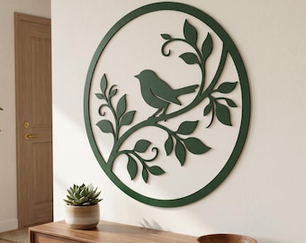 Väggkonst med blommig mandala i metall, rund boho väggdekor, väggbonad med blommönster i metall, dekorativ mandala-väggkonst