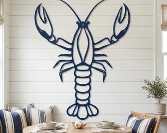 Lobster Metal Wall Art, Coastal Outdoor Decor, Beach House Kitchen Accent