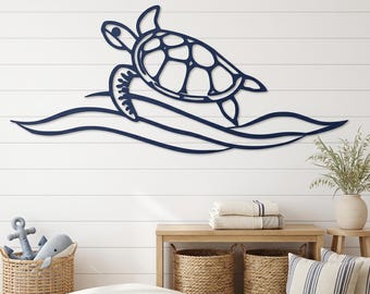 Sea Turtle Metal Wall Art, Coastal Outdoor Wall Decor, Beach House Patio Decor, Ocean Lover Gift, Sea Animal Art