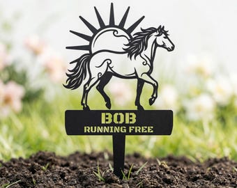 Personlig hästranchskylt | Rinnande hästsol i metall, dekoration till ridgård