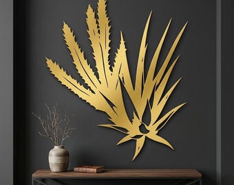 Agave metallväggkonst, modern botanisk ökendekor, minimalistisk utomhushängande