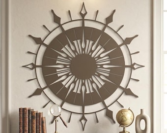 Metal Compass Rose Wall Art, Nautical Maritime Coastal Home Decor