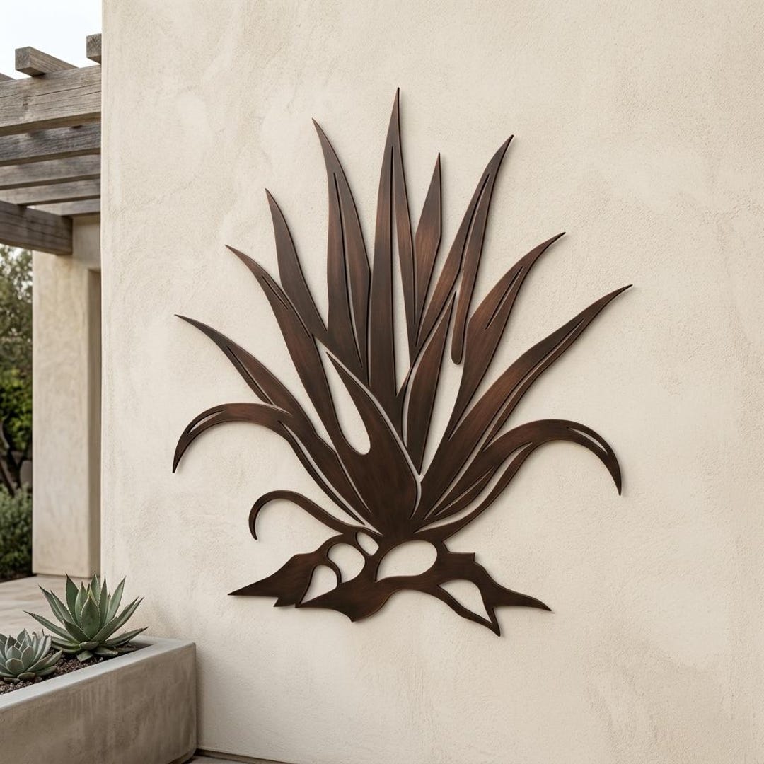Southwestern Agave Metal Wall Art, Desert Plant Decor, Modern Outdoor ...