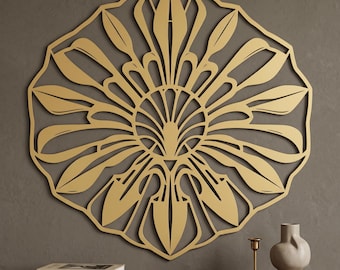 Art Deco Floral Metal Art, Botanical Hanging, Elegant Sculpture