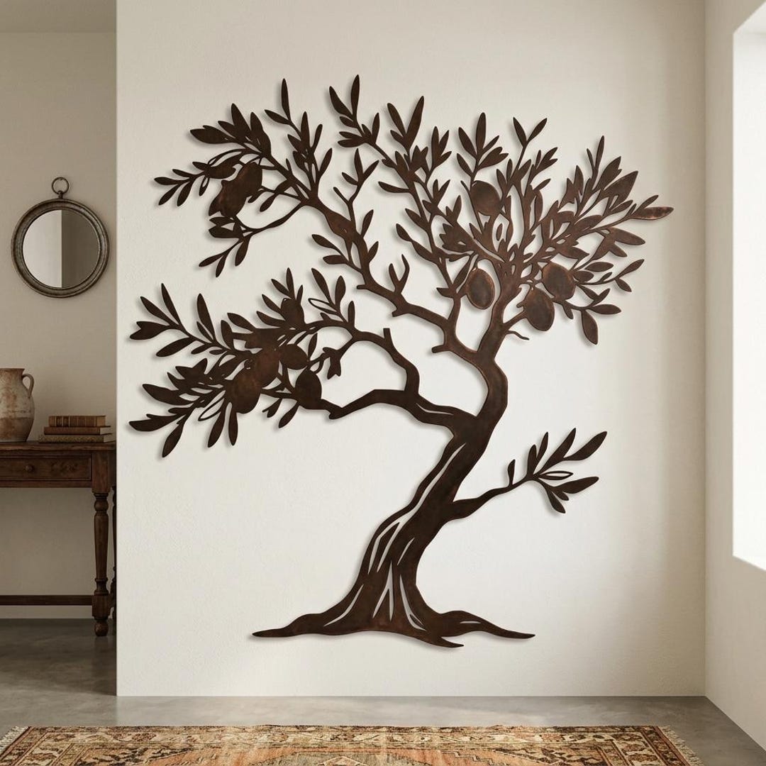Olive Tree Metal Wall Art, Rustic Mediterranean Decor, Tree of Life ...