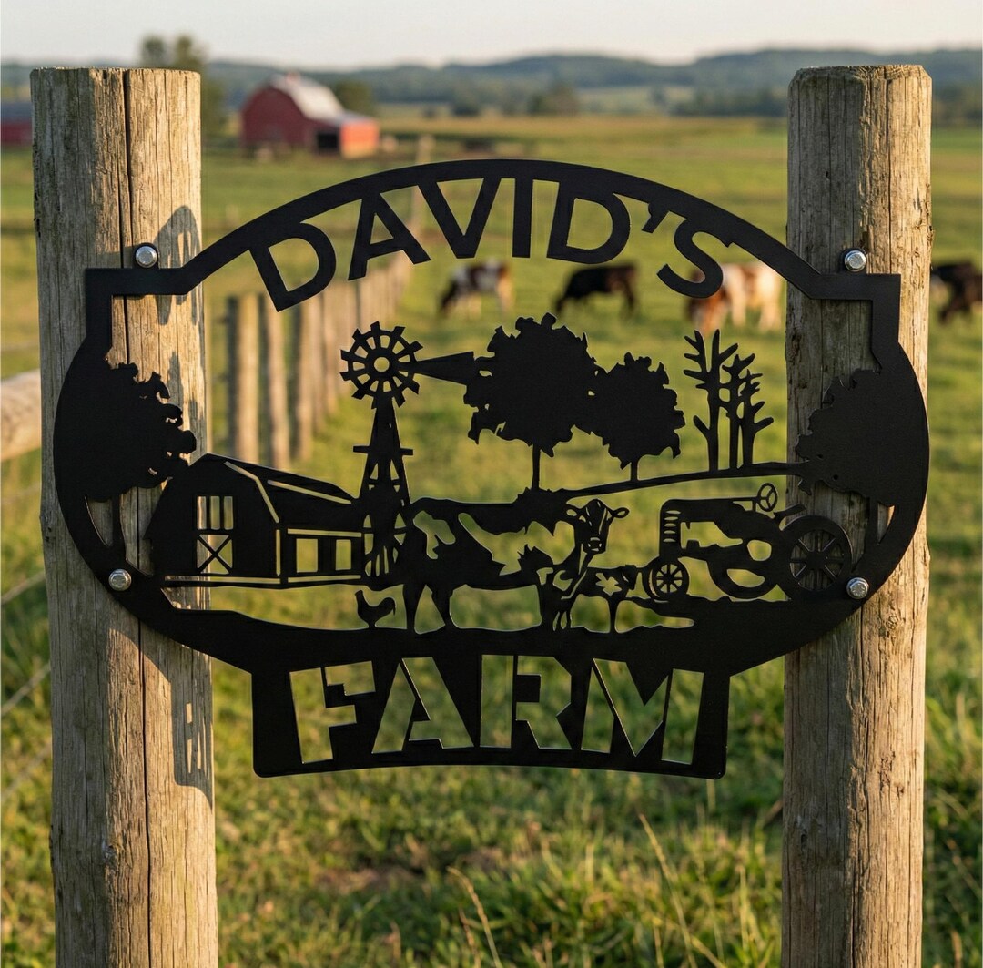 Personalized Metal Farm Sign – Custom Last Name Ranch Wall Art – Rustic ...