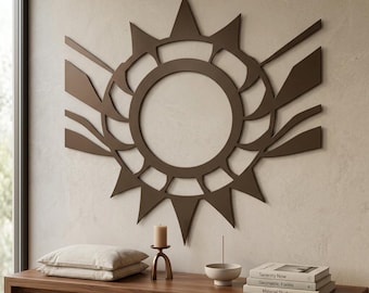 Sunburst Mandala Metal Wall Art, Sacred Geometry Lotus Decor