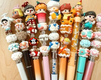 Handmade Kawaii Beaded Pen, Stylus Pen, Pastel Stationery