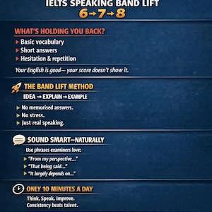 IELTS Speaking Band 6–7–8 | Complete Guide for Parts 1, 2 & 3 | PDF Workbook