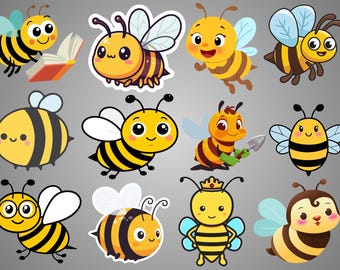 Pacchetto SVG di api, Clipart di api carine, Ape regina SVG, Miele SVG, Pacchetto PNG di api, Gioco di parole sulle api SVG, Alveare SVG, File SVG per Cricut, Amante delle api SVG, Ape volante