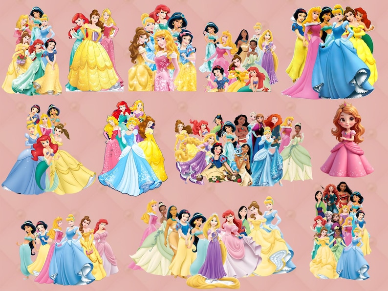 Princess PNG Cliparts Bundle, Princesses PNG Cartoon Sublimation ...
