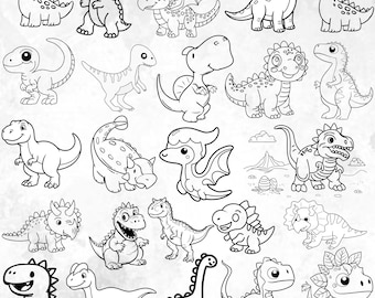 Pacchetto SVG di dinosauri, simpatico dinosauro svg, simpatico dinosauro png, clipart di dinosauri, Svg di dinosauri per bambini, pacchetto svg, t-rex svg, kawaii dinosauro svg