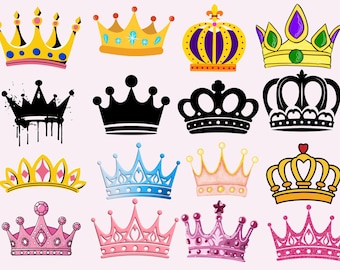 File SVG della corona reale: tiara del re, della regina e della principessa (file di taglio)