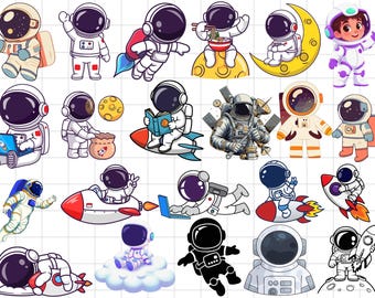Pacchetto Astronauta Svg Png, Cartone animato Astronauta SVG, Astronauta con razzo svg, Razzi, Universo, Astronauta, File digitali, Download immediato, Svg, PNG