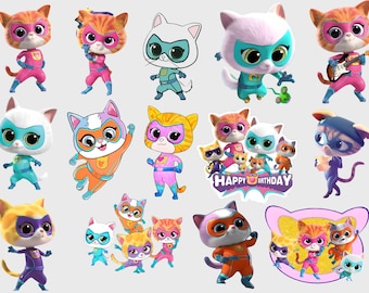 Clipart Superkitties, Pacchetto Super Kitties SVG PNG, Clipart di compleanno Super Kitties, Super kitties PNG, Super