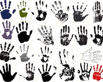 Pacchetto SVG di impronte di mani, impronte di mani, impronte di mani PNG, file di taglio, pacchetto, bambini, scuola, arte, doppie mani, vinile, Cricut, silhouette