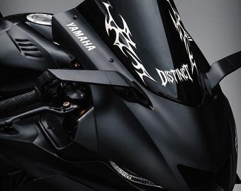 Motorrad-Windschutzscheibenaufkleber im Tribal-Stil – Universeller Sportmotorrad-Windschutzscheibenaufkleber – Neo-Tribal-Frontscheiben-Vinyl – Individuelle Farbgrafik – Sinner