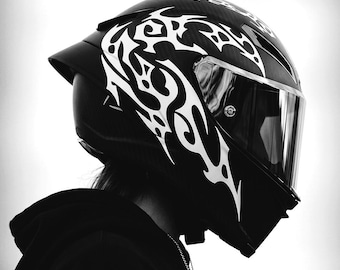 Neo Tribal Helmaufkleber-Set – Modernes Helmaufkleber-Set – Aggressives Vinyl-Design – Helmaufkleber – Helmaufkleber – Helm-Sünder-Aufkleber – Motorrad