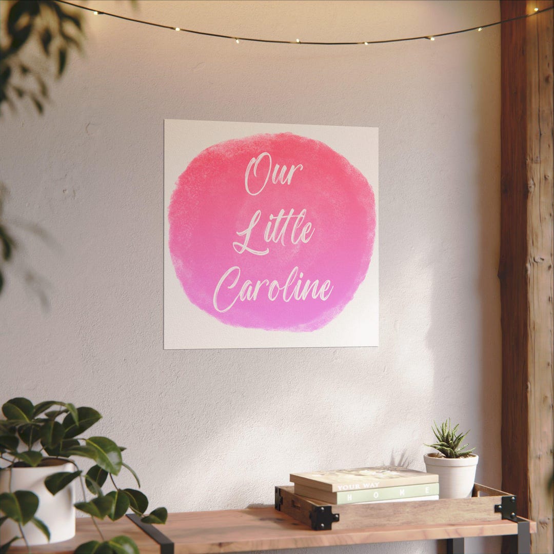 Personalized Baby Name Poster Pink Nursery Wall Art, Custom Name Circle ...