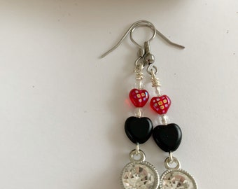 boucles d'oreilles coeur, boucles d'oreilles pendantes, fête des mères, idée cadeau, cadeau pour elle, boucles d'oreilles amour