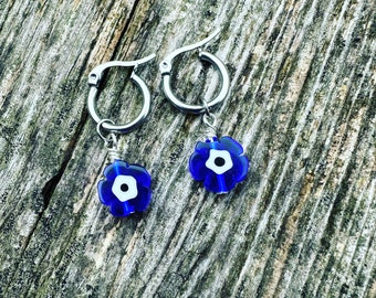 Evil eye earrings, hoop earrings, protection, boho, gift idea