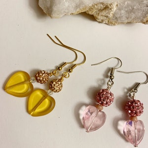 Heart earrings, dangle, dainty earrings, gift for her, heart earrings, Mother’s Day earrings, simple