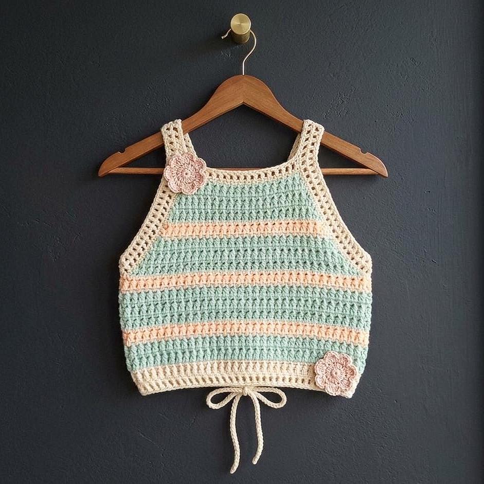 40 Crochet Halter Tops with Lace, Mesh, and Granny Squares 31 Boho Halter Top Beginner Friendly Summer Crochet Top