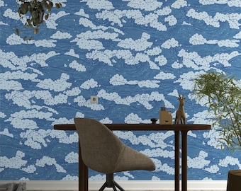 Sea Waves Wallpaper Blue Sea Foam Pattern Peel and Stick Textured