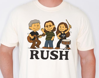 Rush Band Anika Vintage Rock Trio Cartoon Tee for Music Fans Everyday Outfit, Comfort Colors Shirt